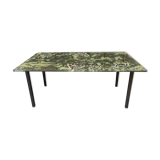 Iridescent glass coffee table signed Sasco.60
