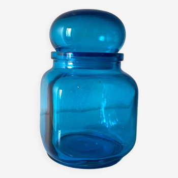 Bocal à lessive en verre bleu vintage