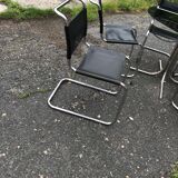 Table et chaises style bauhaus italien chrome & fumé années 1960
