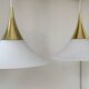 XL Pair of vintage pendants by Limburg, brass and opaline, Germany 1