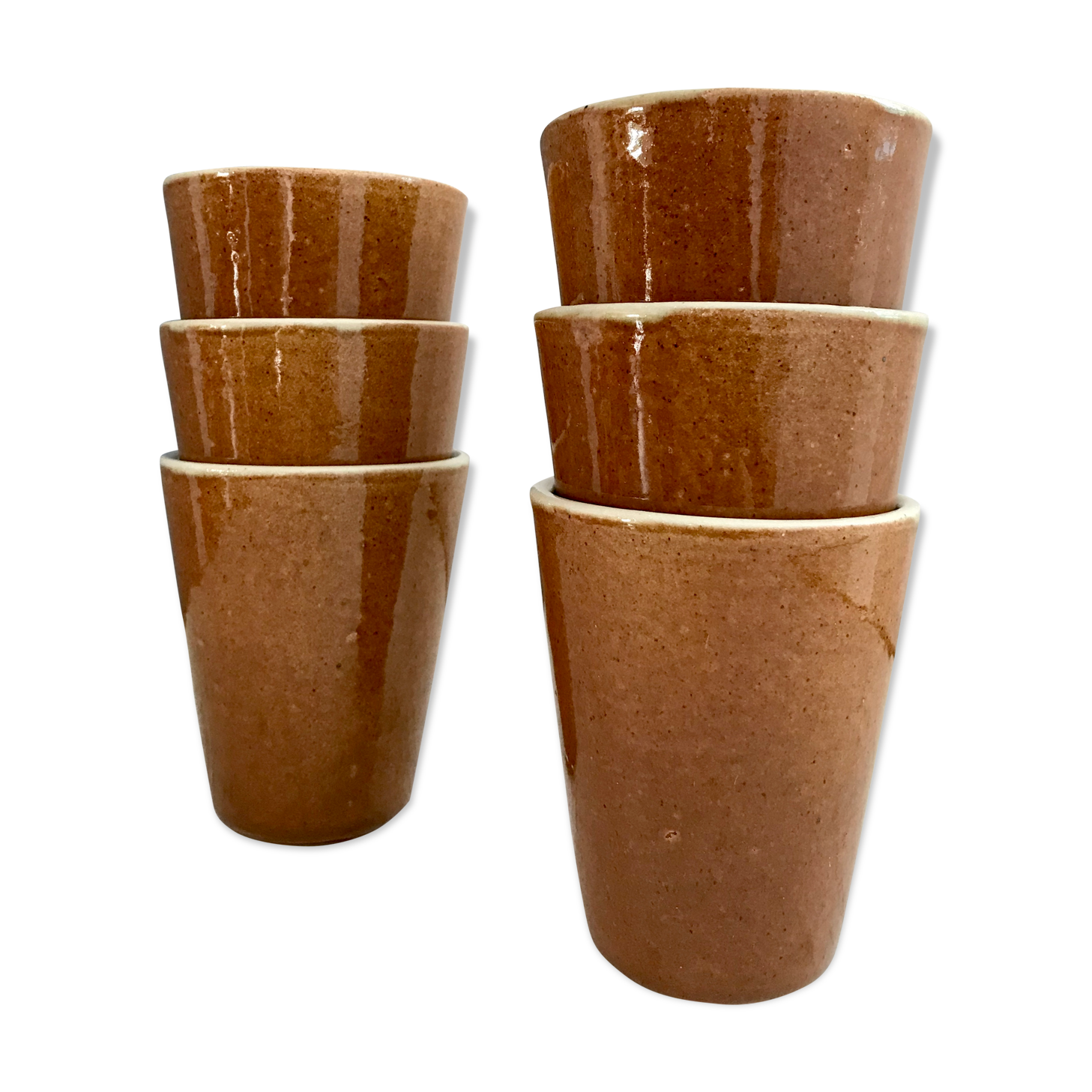 Lot of six sandstone glasses