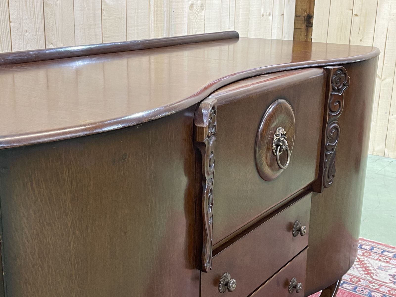 English art deco oak bar