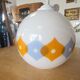 Suspension ball in opaline white geometric patterns orange and blue years 60/70