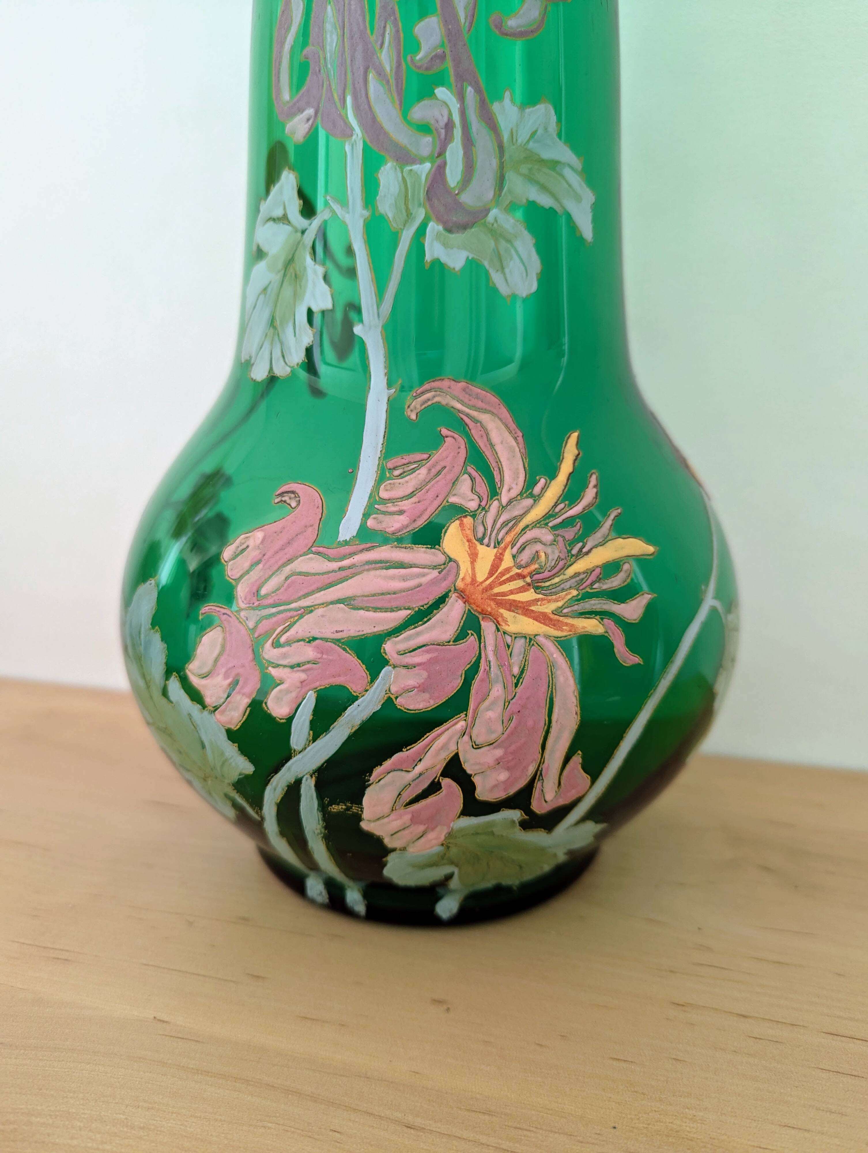 Art Nouveau vase in hand-painted blown glass – Legras style