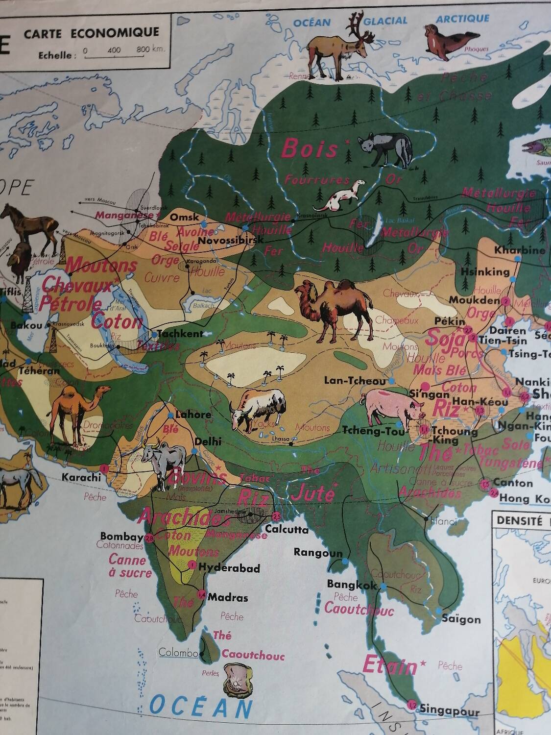 Vintage school map mdi North America-Asia.