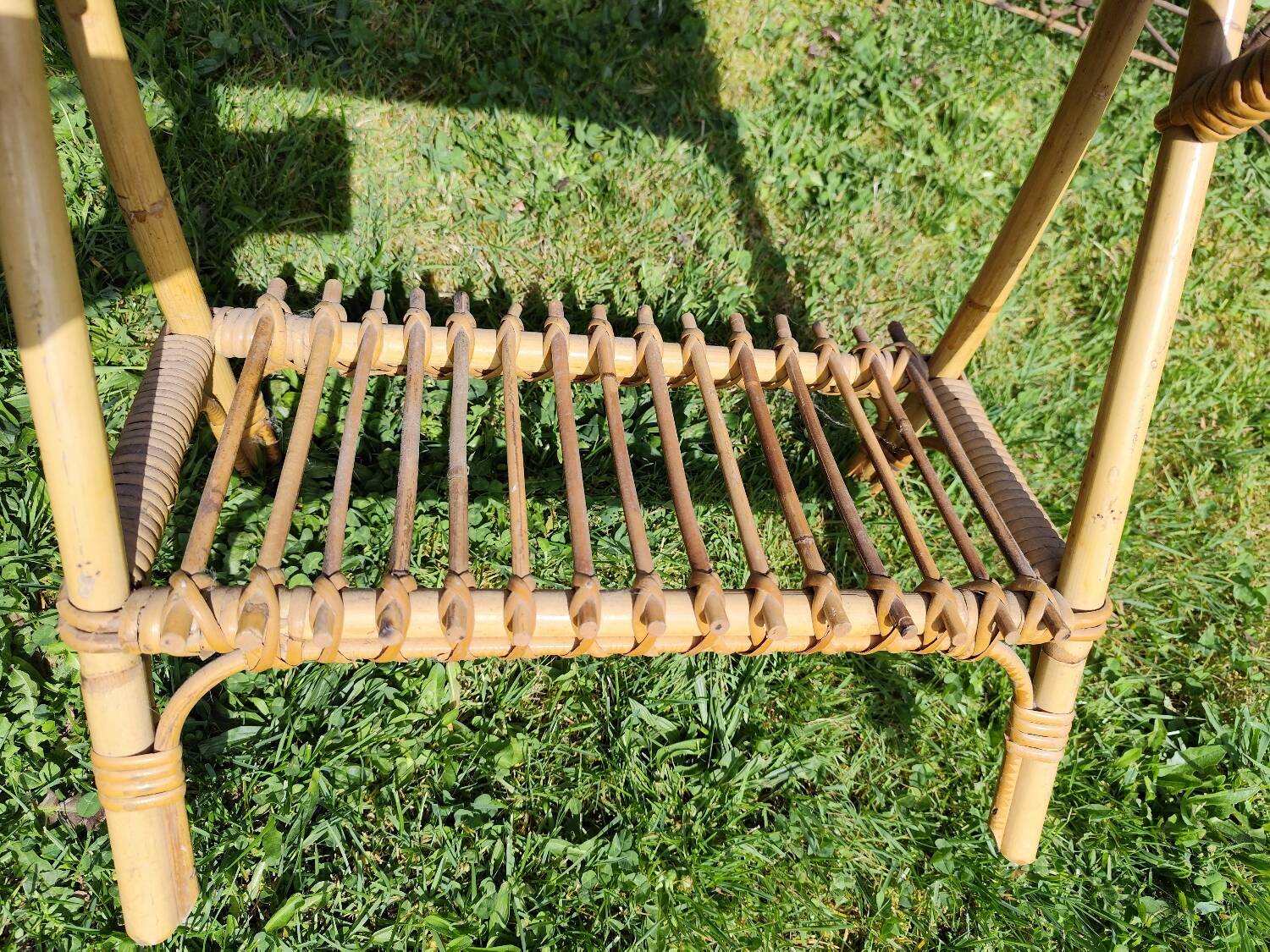 Bamboo and rattan bedside table
