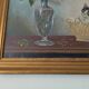 Old panel painting - Kitten and Flowers - Signed Léon Chevalier