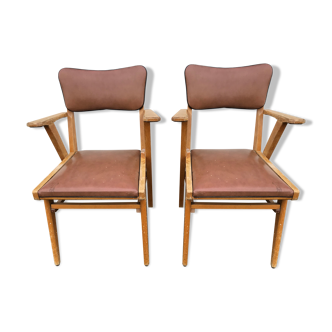 Pair of bridges armchairs 50s