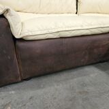 Canapé modulaire en cuir et daim avec unité d'angle, années 1970