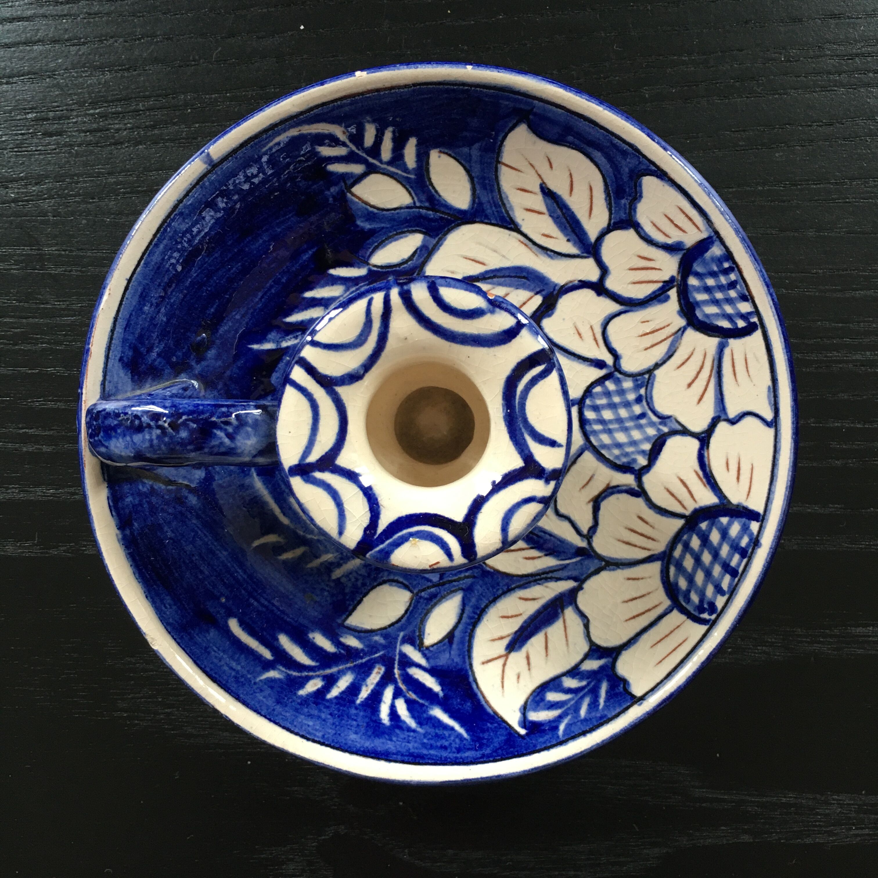 Blue floral decoration candle holder