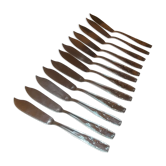 Lot of 12 metal fish cutlery sets.