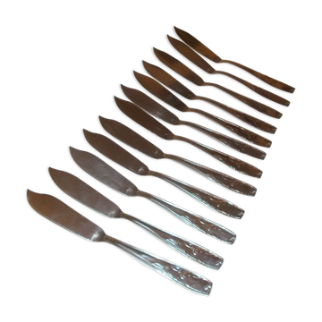 Lot of 12 metal fish cutlery sets.