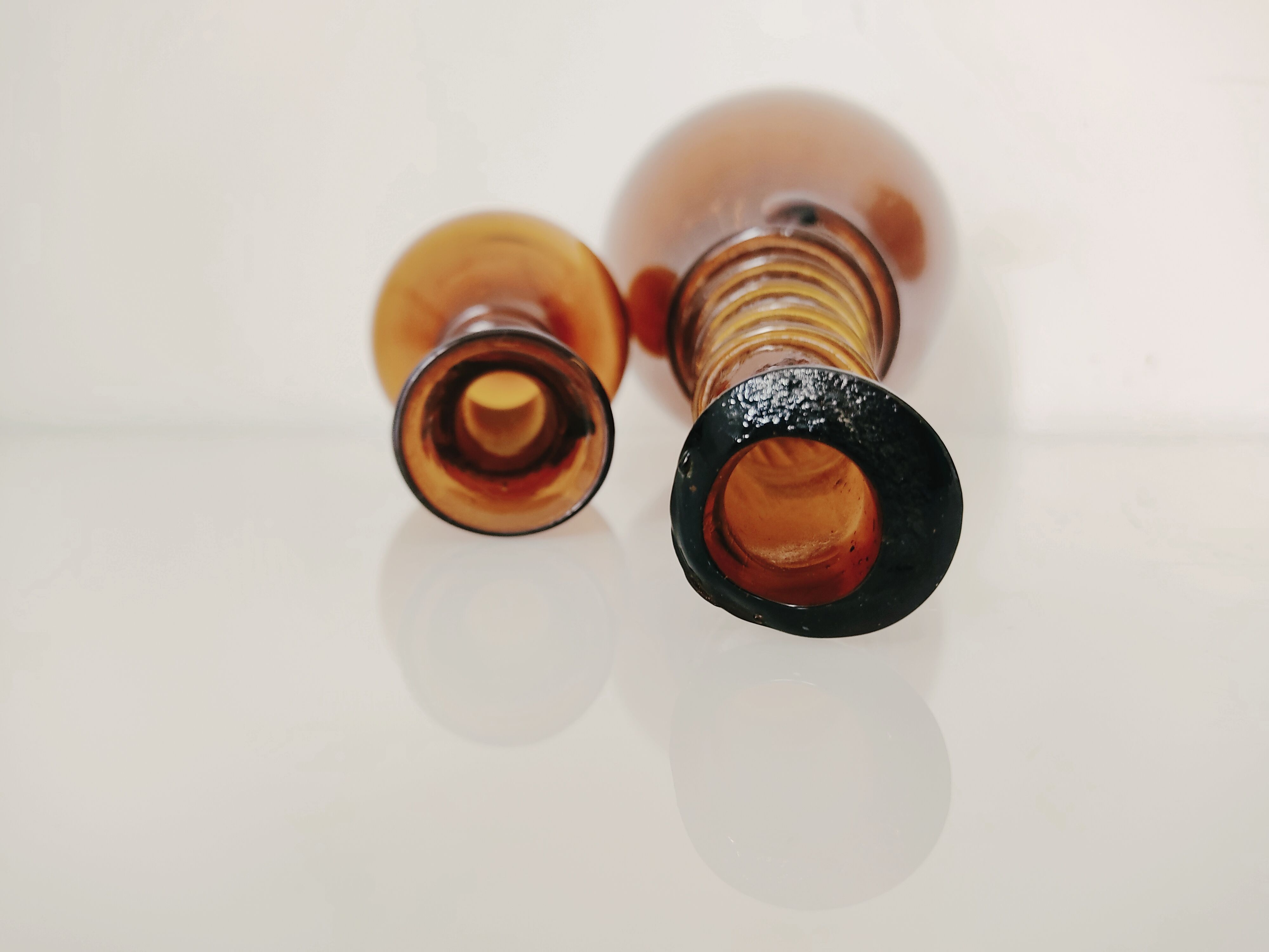 Murano, set of two brown blown glass vases