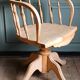 Fauteuil de bureau américain "capitaine" en chêne & cannage, vers 1900