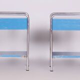 Restored Bauhaus Pair of Bedside Tables, Hynek Gottwald, Chrome, Czechia, 1930s