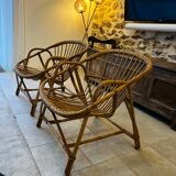 Pair of rattan basket armchairs