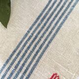 Pair of old dishcloths at marked blue stripes m.