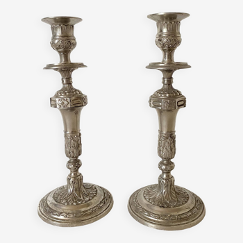Pair of old silver-plated candlesticks