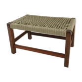 Stool or bench in wood and rope braided Bohemian style