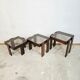 1970s Meblo Frattini Nesting Tables with Smoked Glass