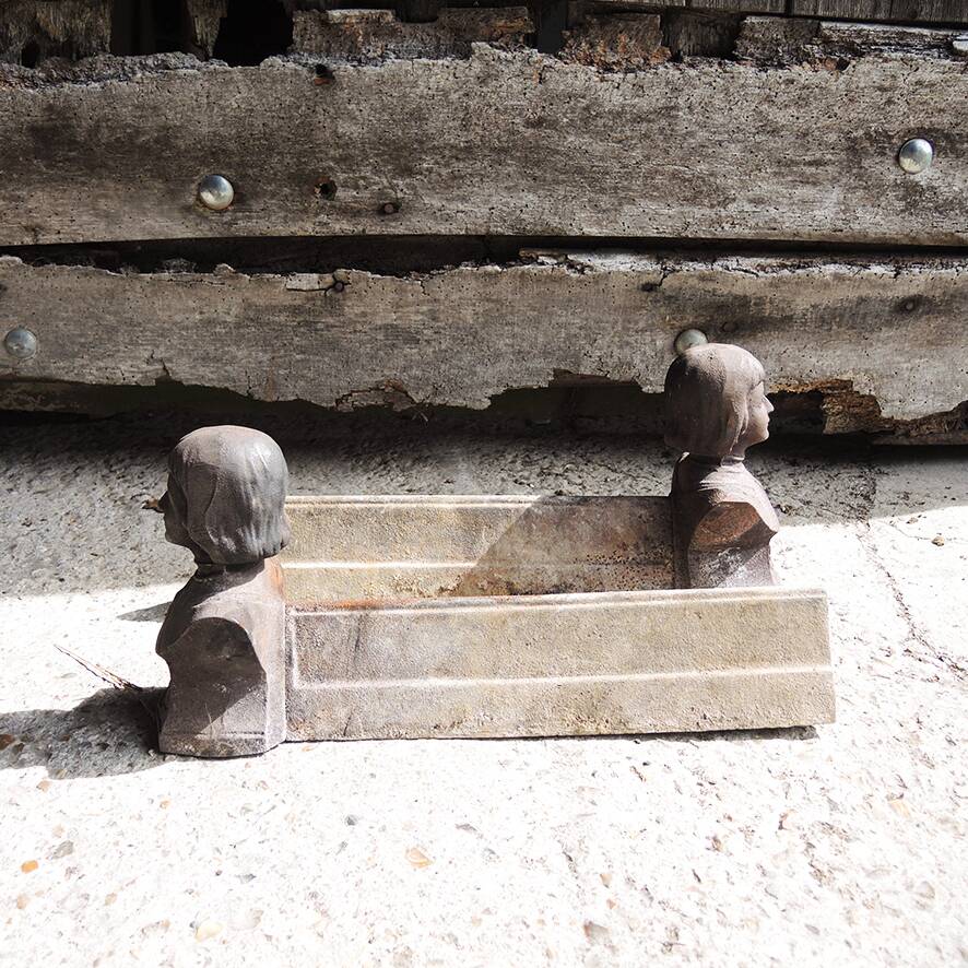 2 old Joan of Arc cast iron andirons