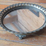 Centre de table en verre miroir ancien en bronze et verre miroir