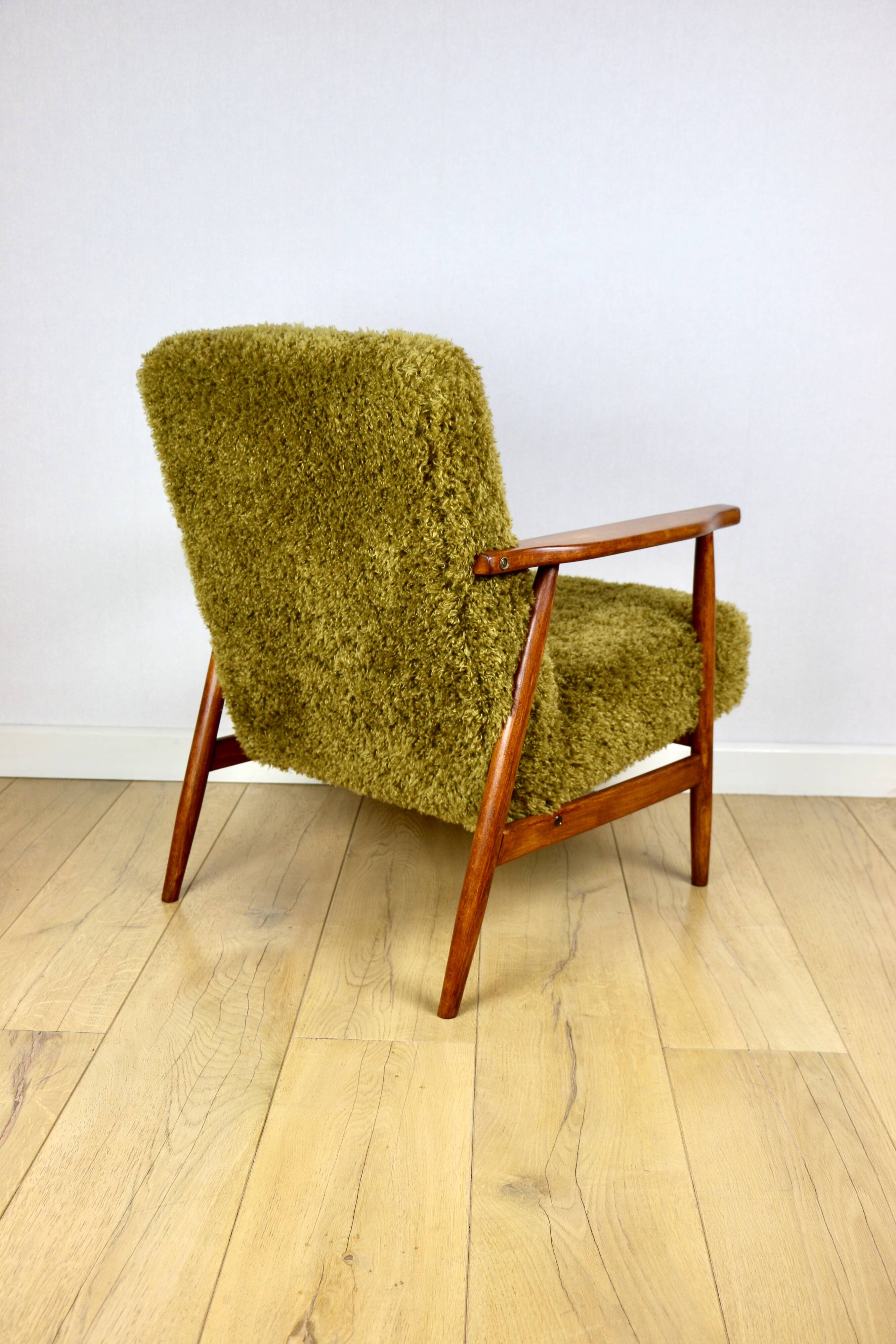Vintage armchair, 1970s, red fox - high pile Camel
