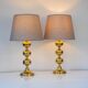 Scandinavian modern space age brass table lamps from Nafa, Sweden, 1970s, set of 2