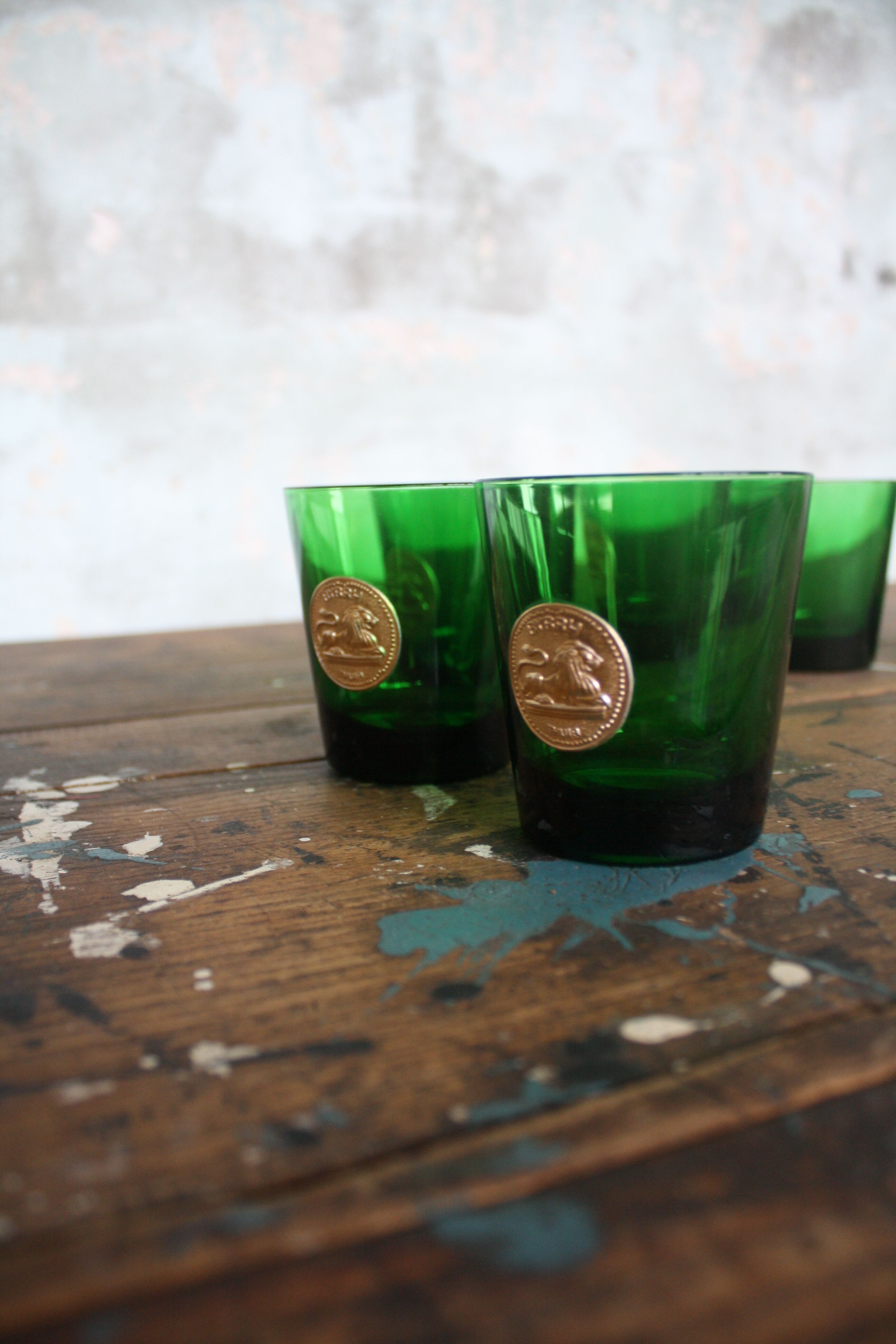 6 vintage Byrrh green lenses