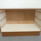 3-drawer chest of drawers in mahogany veneer and satin white, 70s-80s