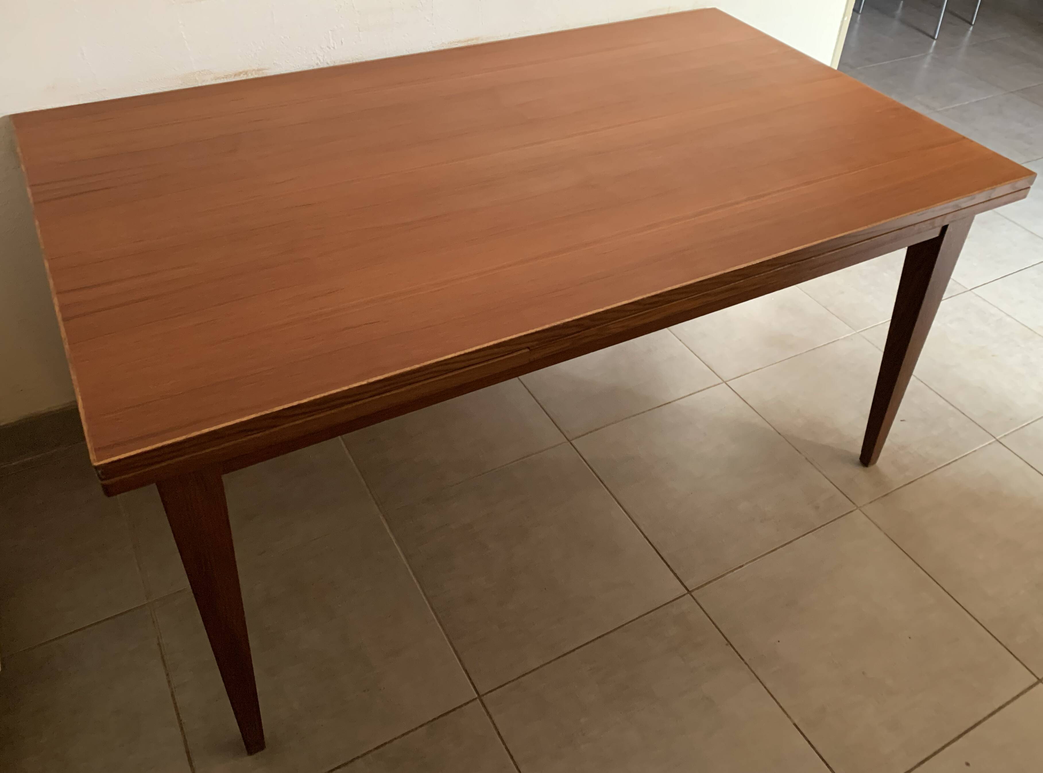 Grande table de ferme en chene des années 50 extensible