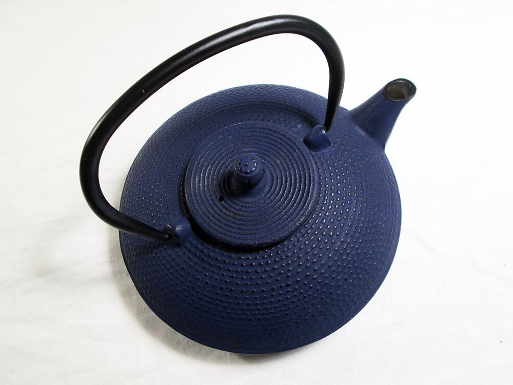 Japanese teapot in blue cast iron