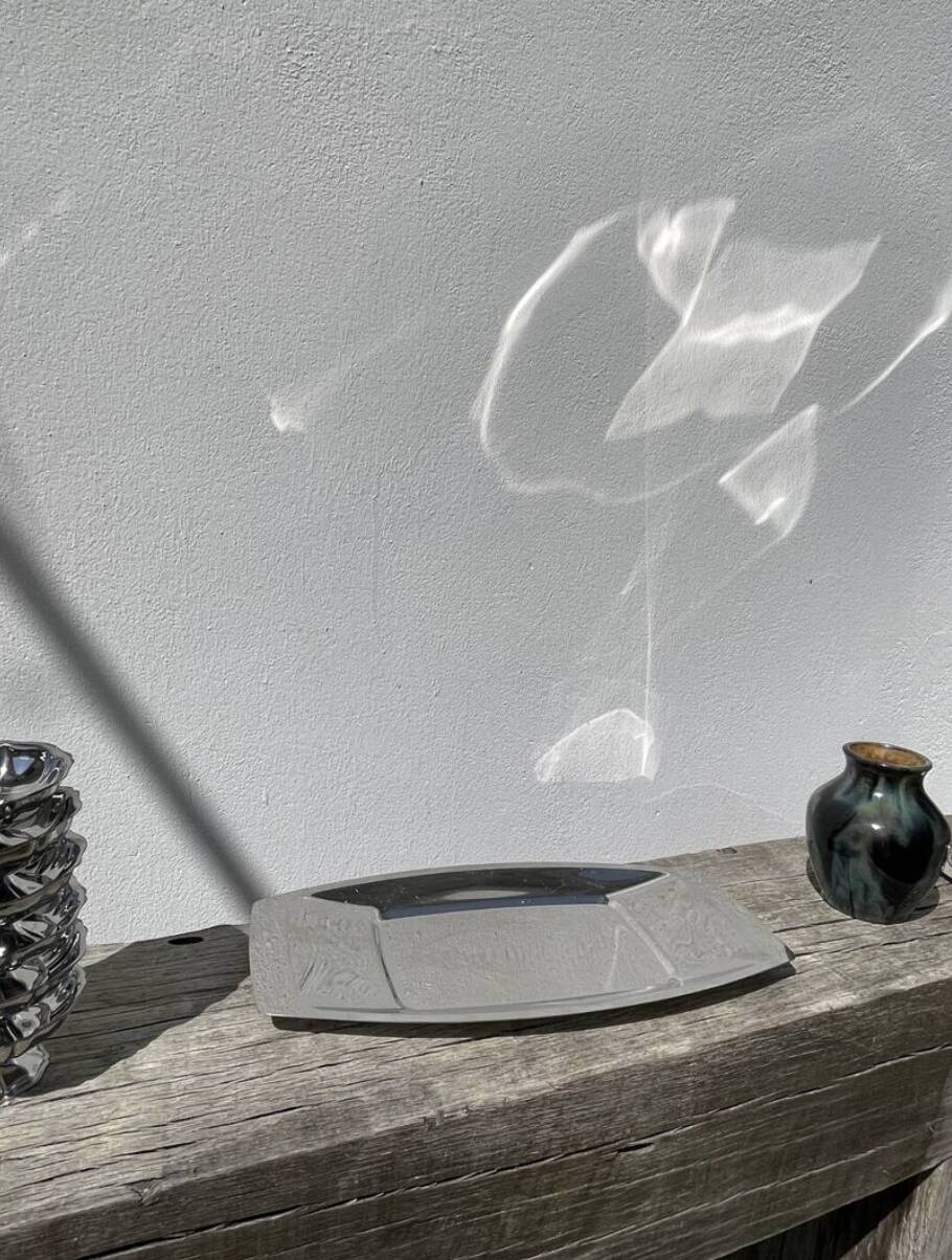 Rectangular stainless steel dish by Rémy Letang