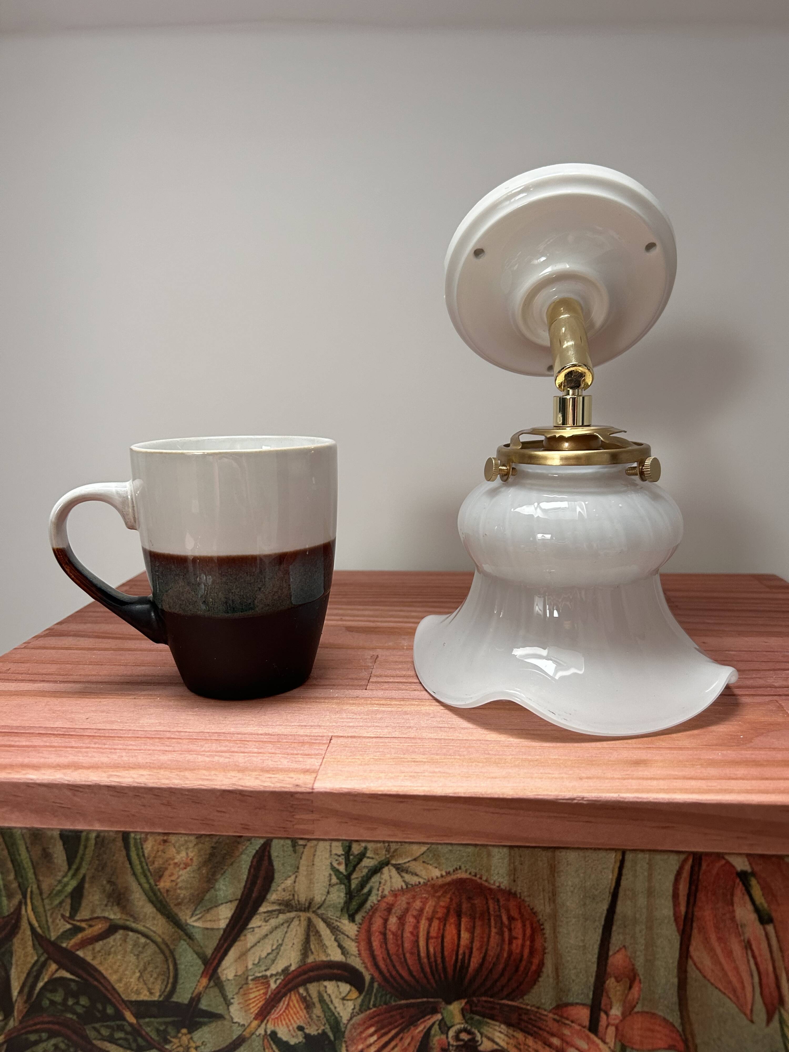 Vintage glass and ceramic tilting wall light