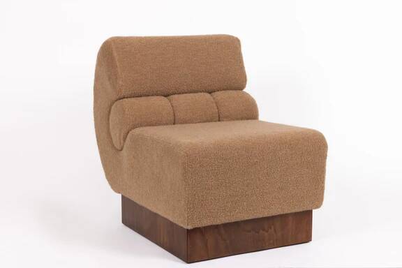 Fauteuil italien Schumacher en noyer et cachemire bouclé, 1970