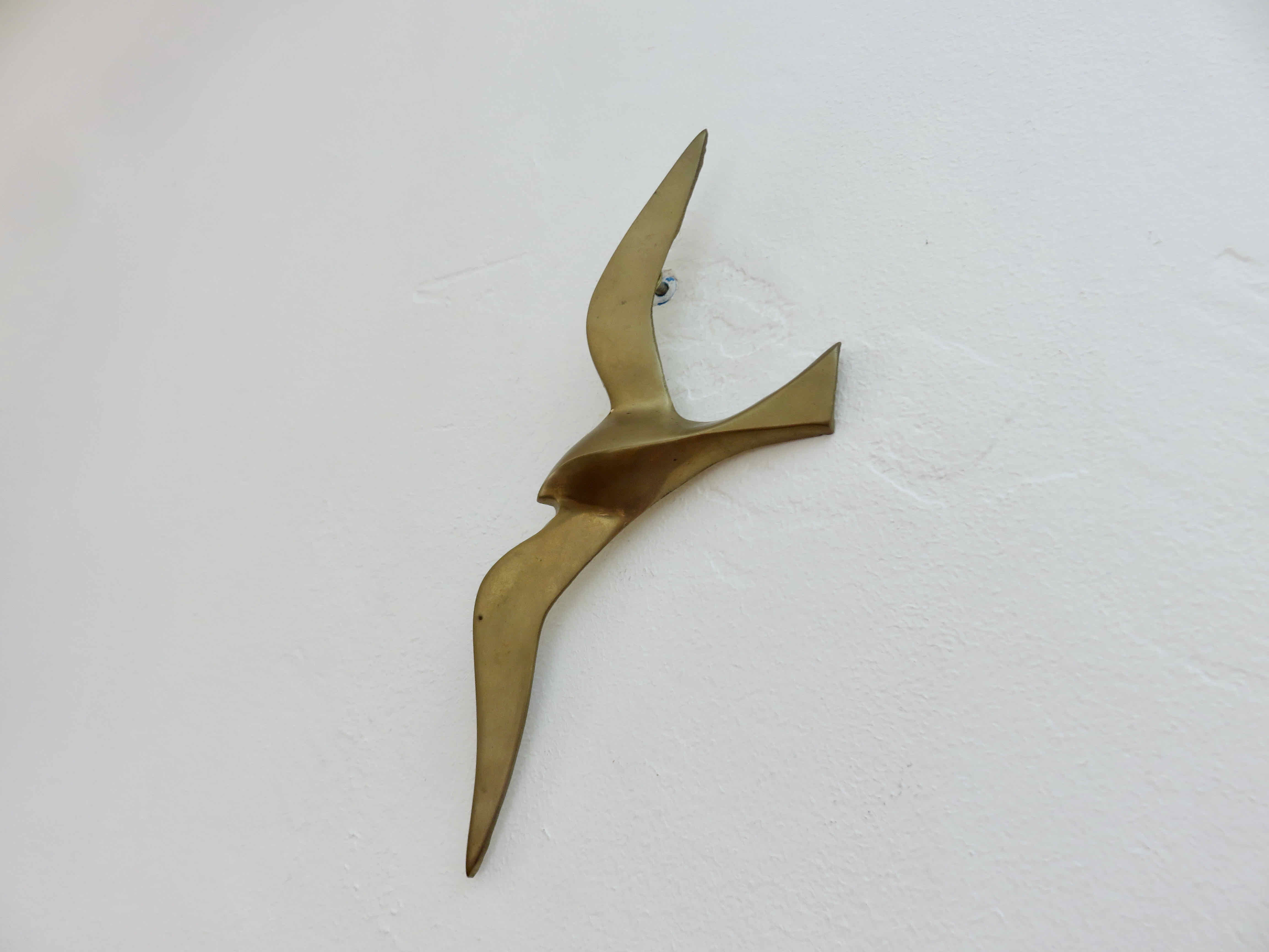 Seagull, bird, swallow, brass wall decoration 1970