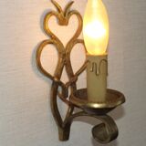 French Vintage Brass Hand Made Single Wall Light Scrolled Open Backplate