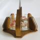 Vintage painted glass tray, wood and mirror