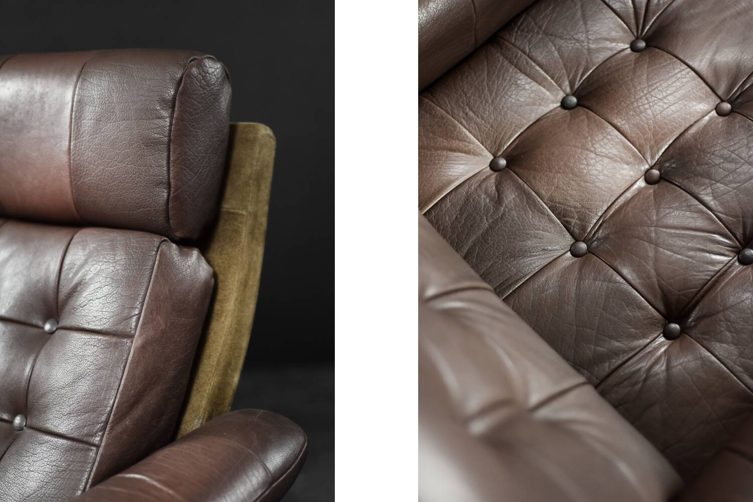 Vintage Mid-Century Danish Modern Brown Leather Swivel Armchair, 1970s