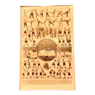 Planche  vintage de 1922 sur la boxe