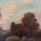 Tableau HST "Twilight Countryside" signed (?) + frame