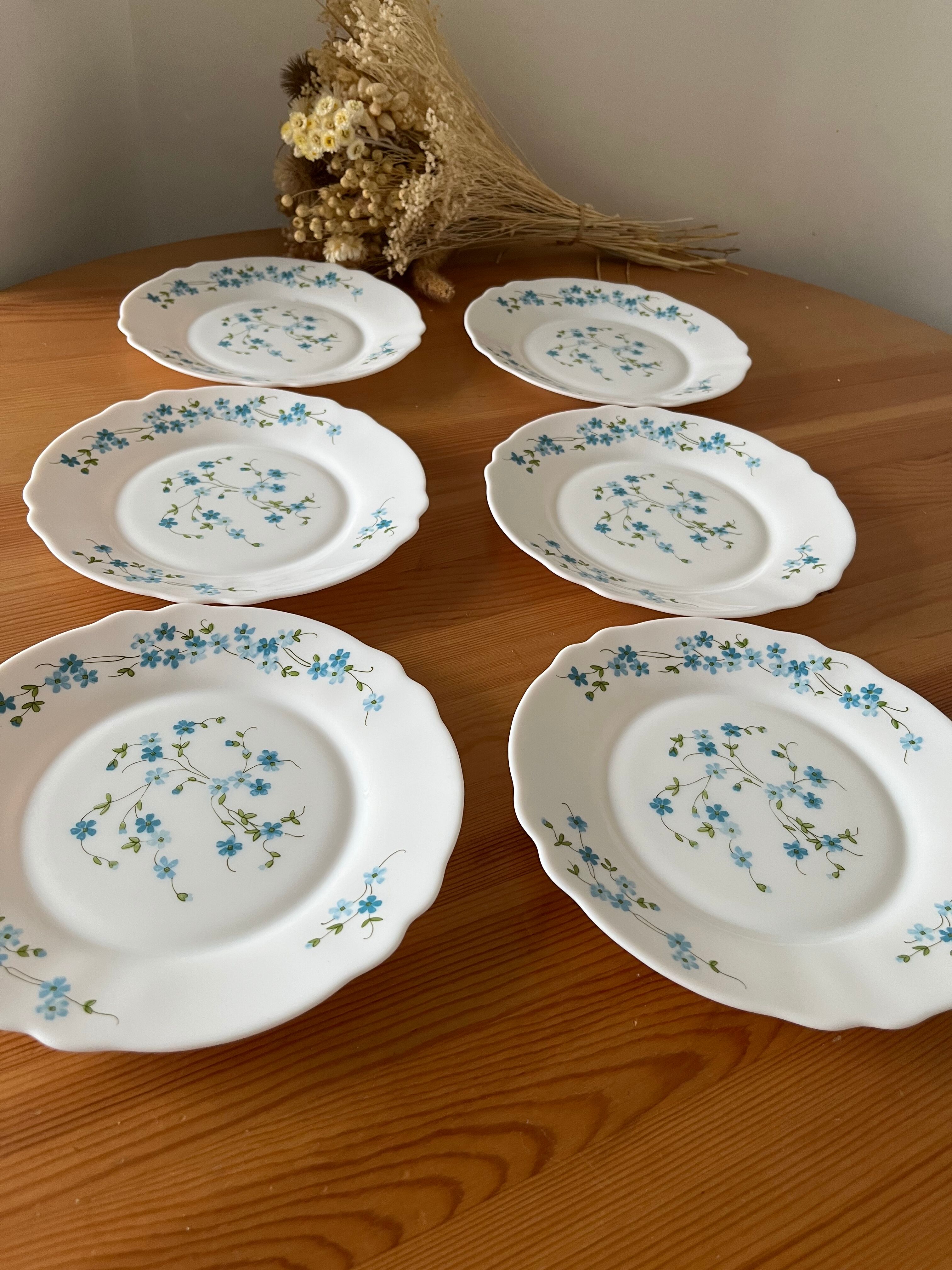 Vintage forget-not dessert plates