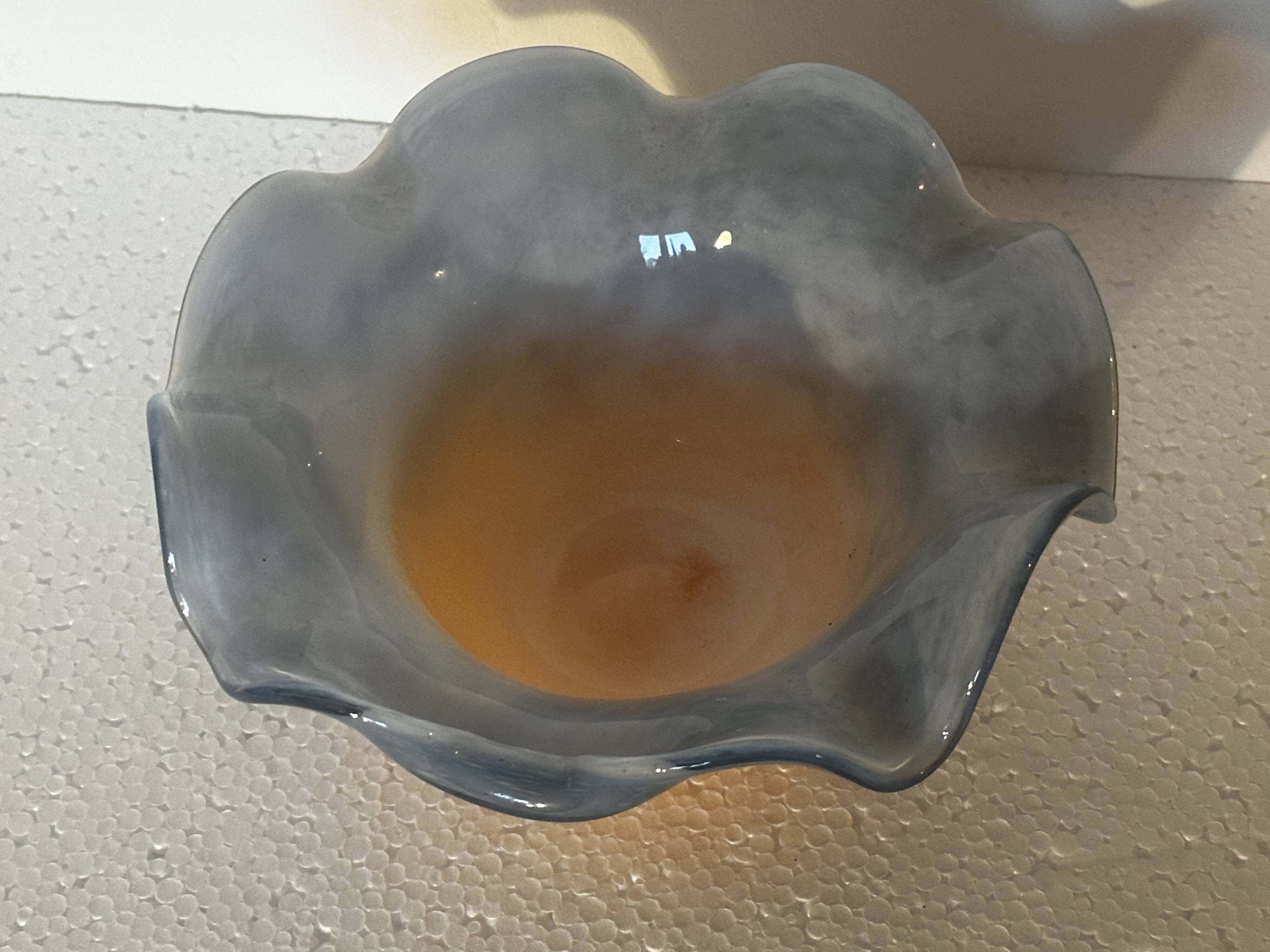 Vintage glass trinket dish signed Gambier