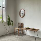 Table basse osier tressé et métal 1960