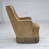 1970s, Danish highback armchair, light green furniture velour.
