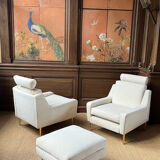 Paire de fauteuils et repose pied
