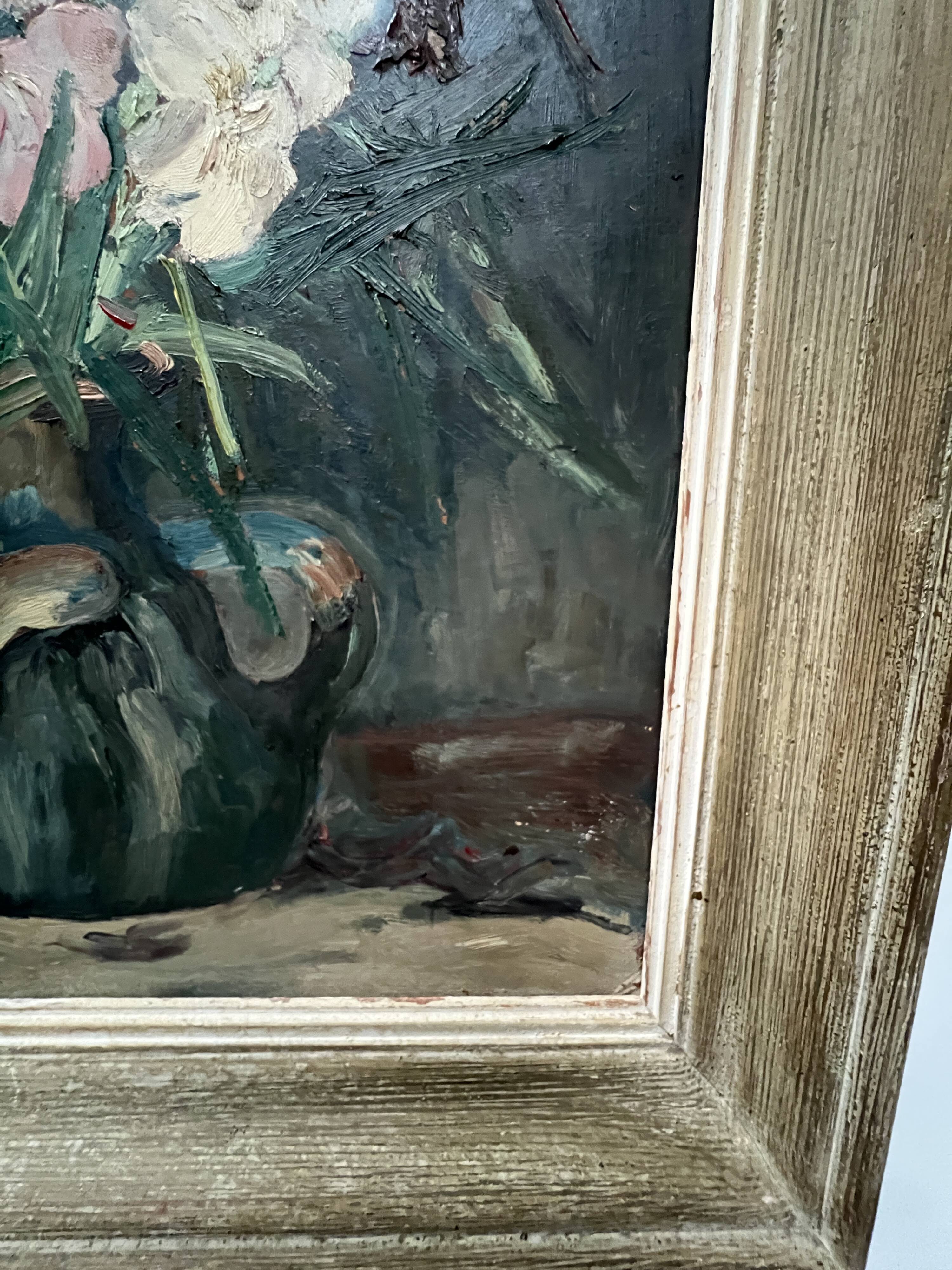 Oil on isorel "the bouquet of gladioli" signed p. arata 20th century