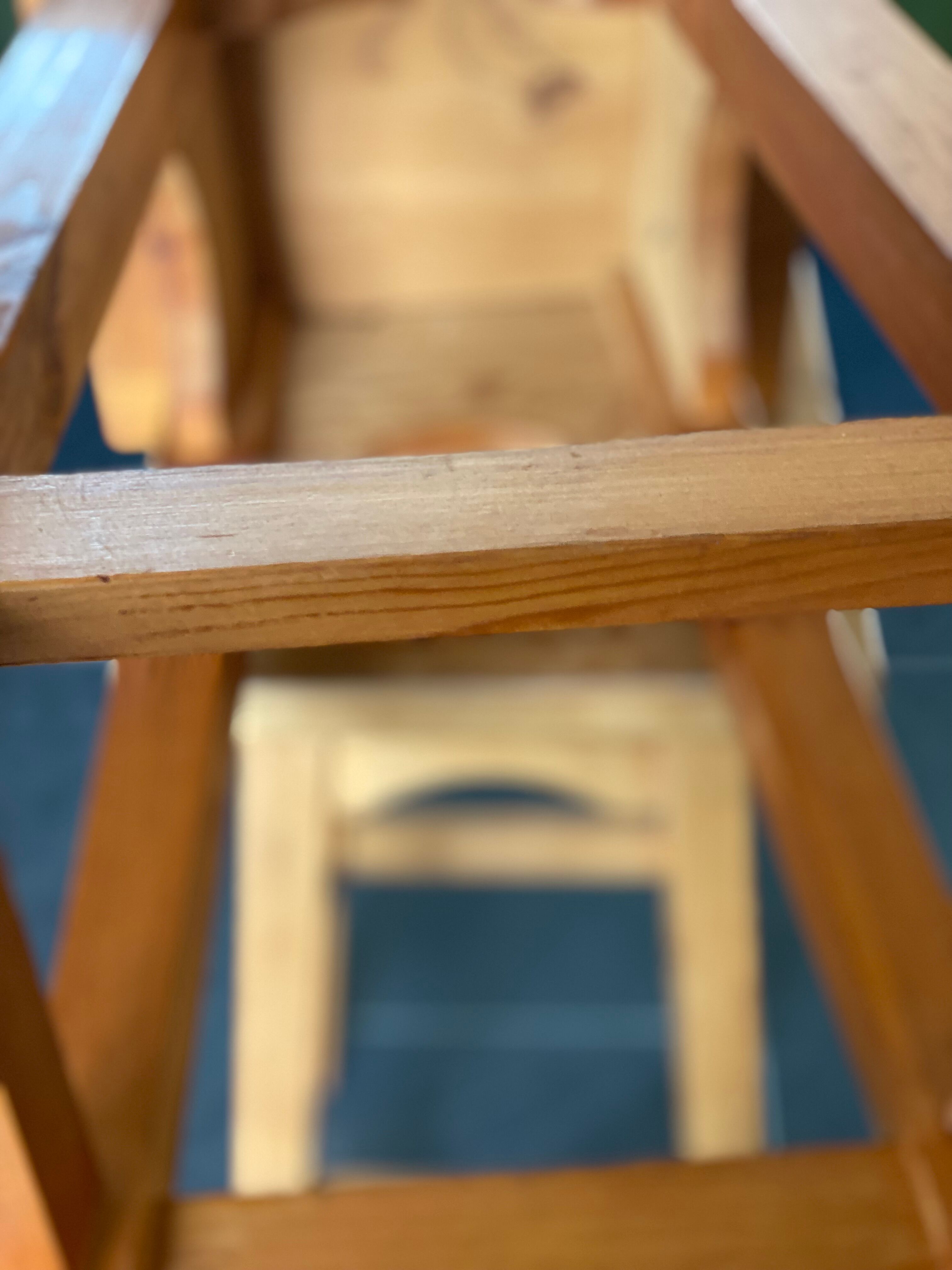 Trio of vintage pine wood bar stools