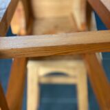 Trio of vintage pine wood bar stools