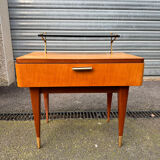 Vintage 1950s varnished glass shelf bedside table.